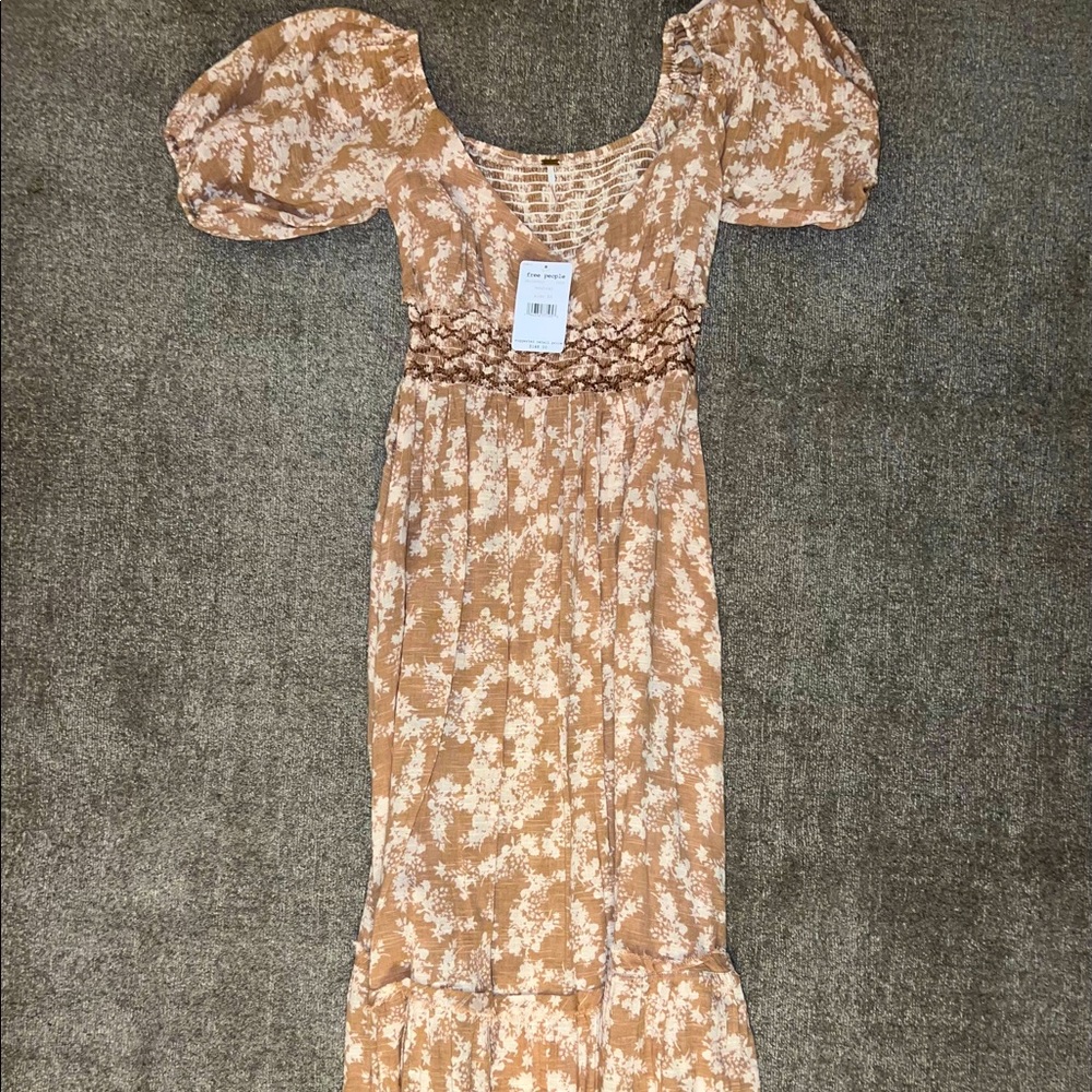 NWT Free People bohemian dress neutral cream and beige maxi dress XS